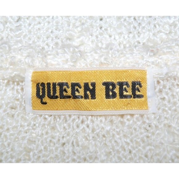 Vintage Queen Bee Oversized Ivory  Sweater Size 44 US M Neutral Sleeveless Vest - Picture 6 of 8